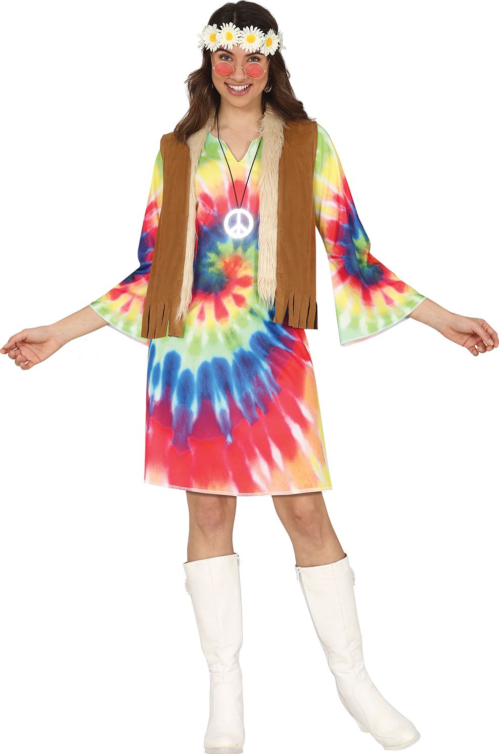 Kleurrijke peace hippie outfit dames