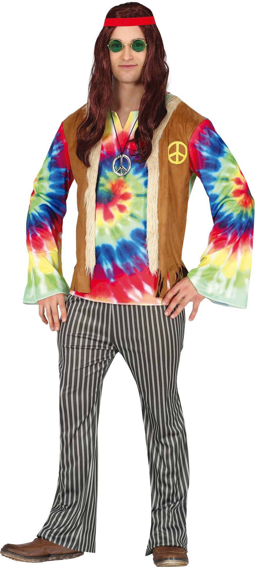 Kleurrijke peace hippie outfit heren