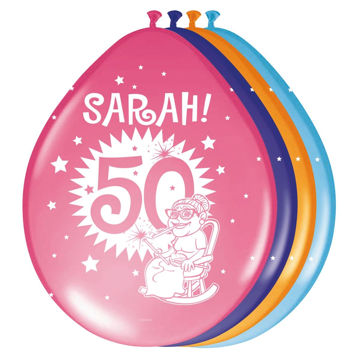 Knalfeest sarah 50 jaar ballonnen 8 stuks