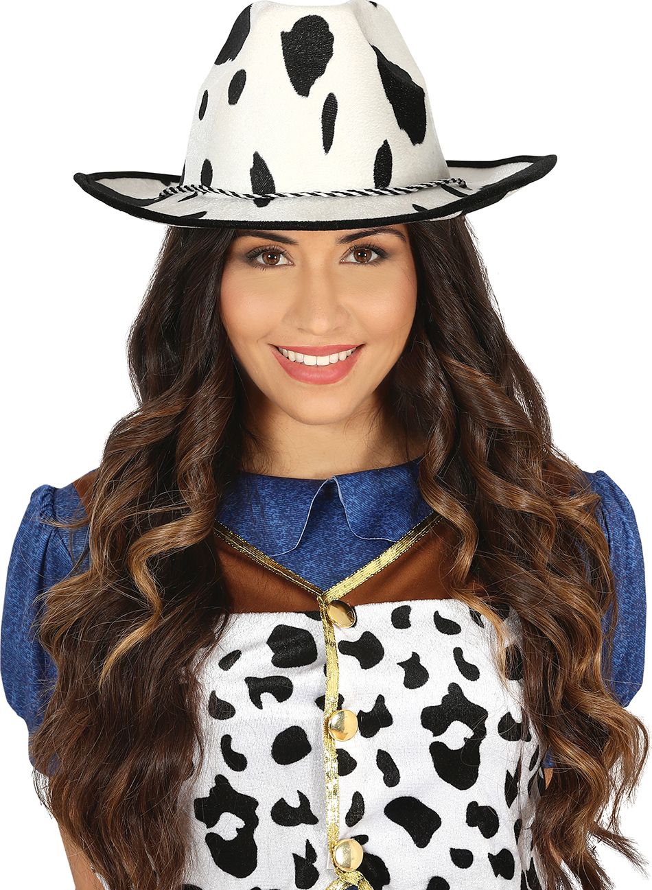 Koeienprint cowgirl hoed