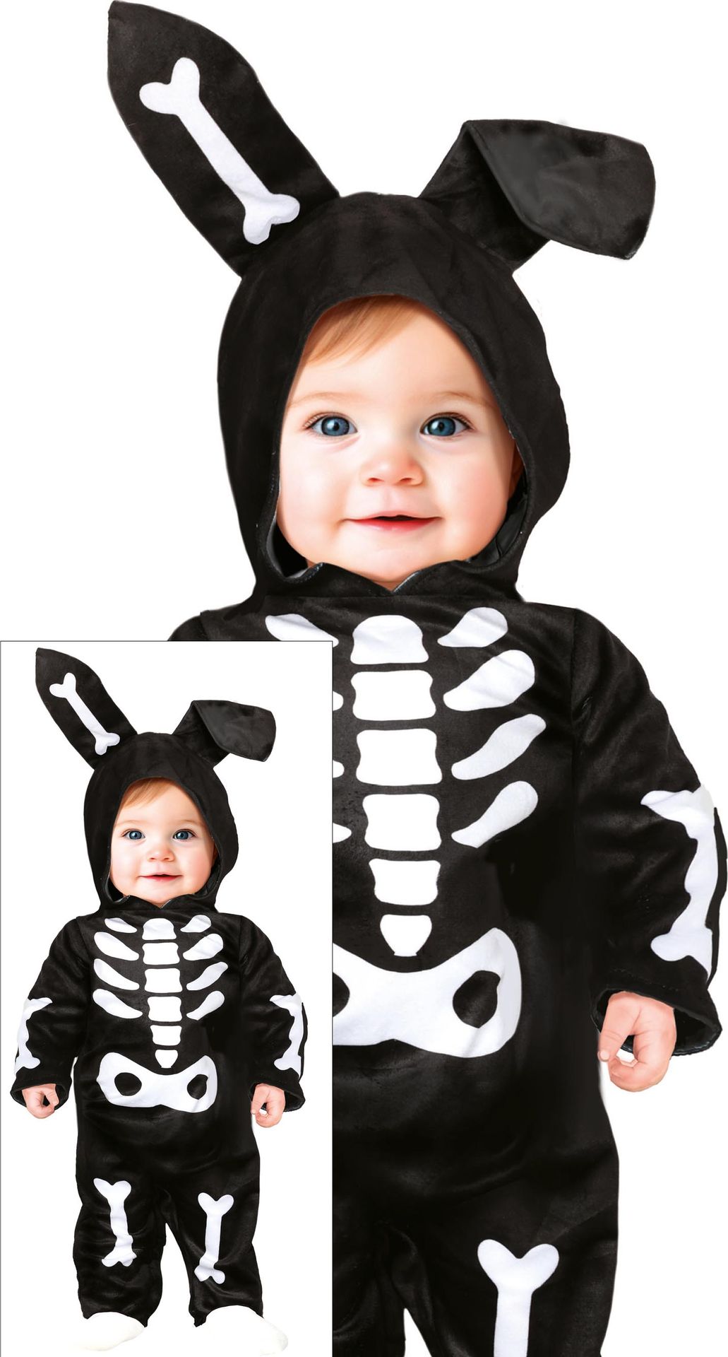 Konijn skelet kostuum halloween baby