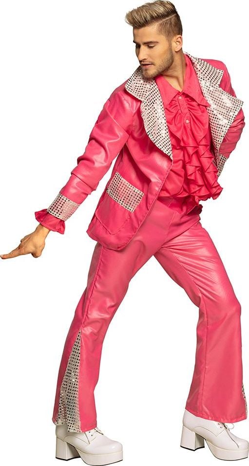 Koning van de disco outfit roze heren