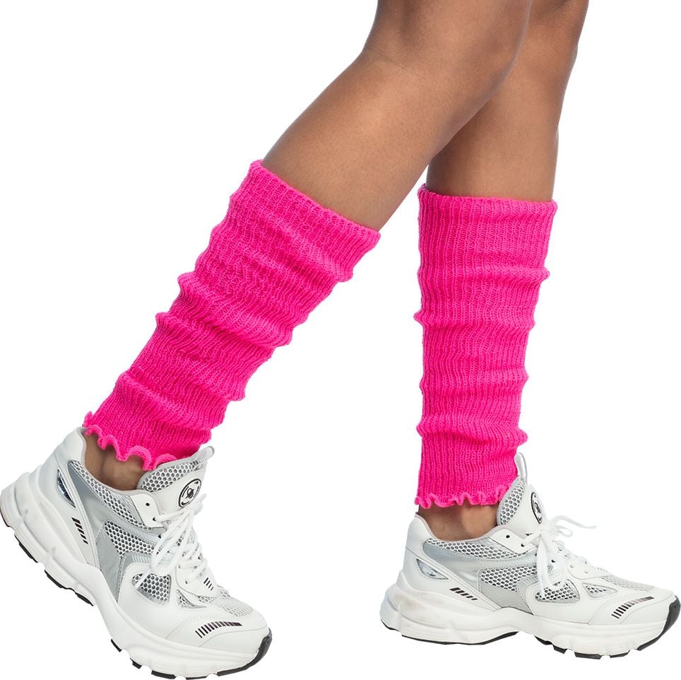 Korte beenwarmers neon roze