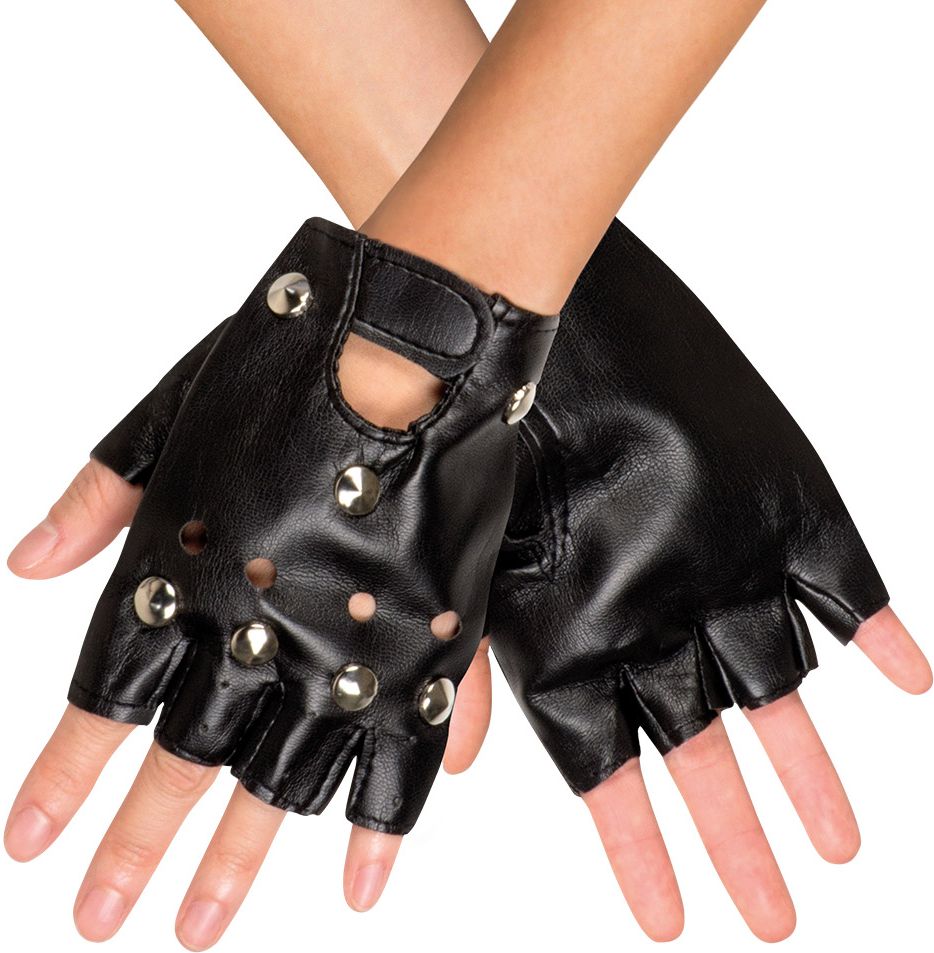Korte punker handschoenen zwart