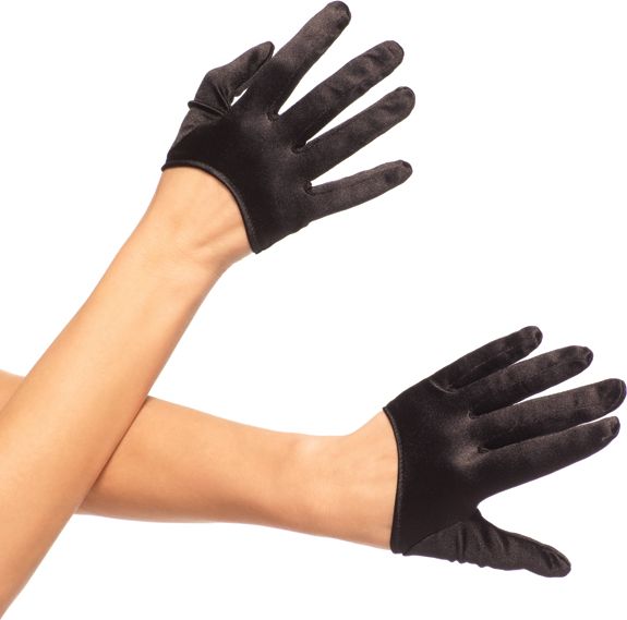 Korte satijnen handschoenen zwart