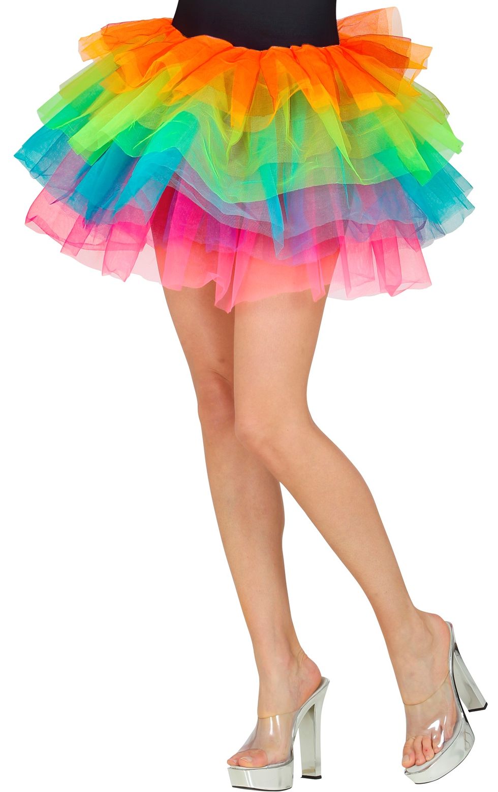 Korte tutu neon regenboog ruffle