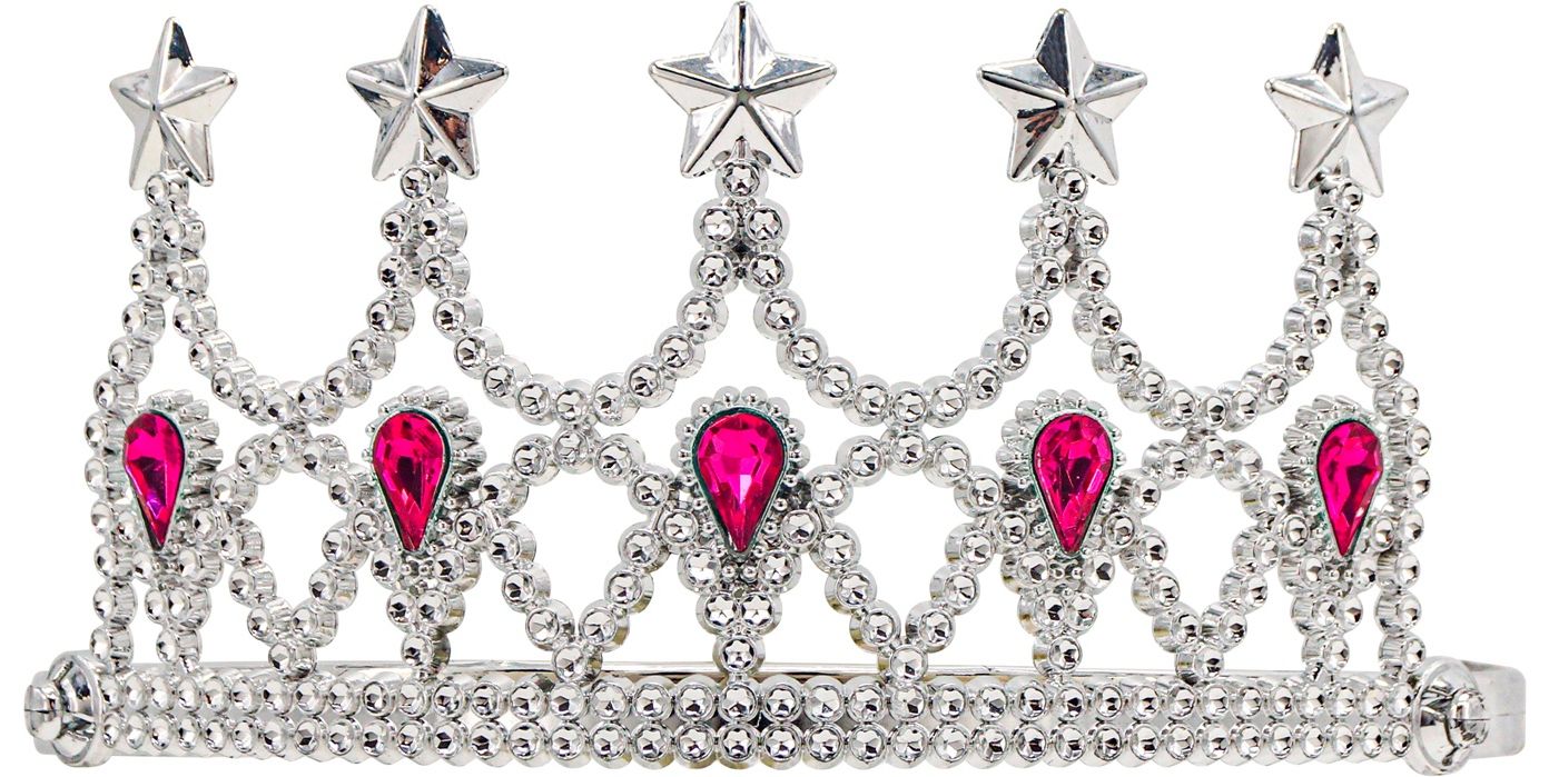 Kroontje zilver met roze steentjes