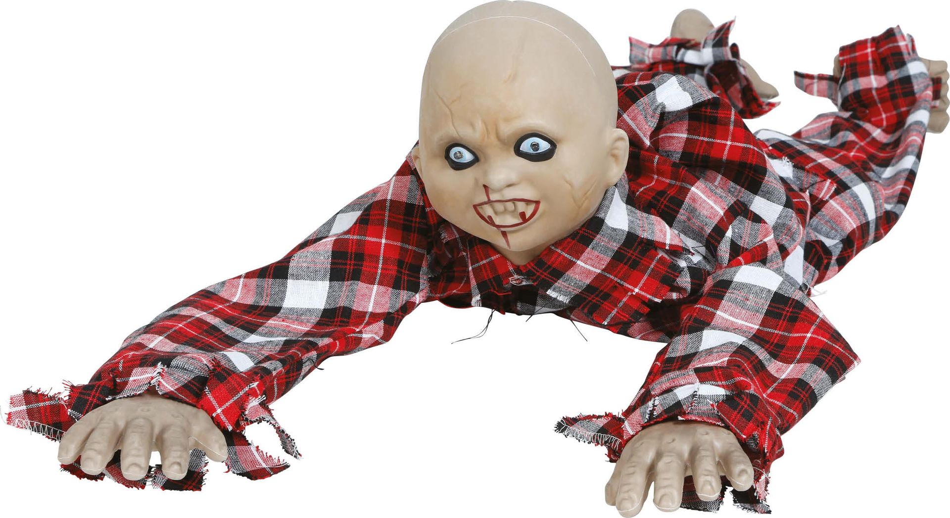 Kruipende zombie baby met verlichting, geluid en beweging 90 cm halloween