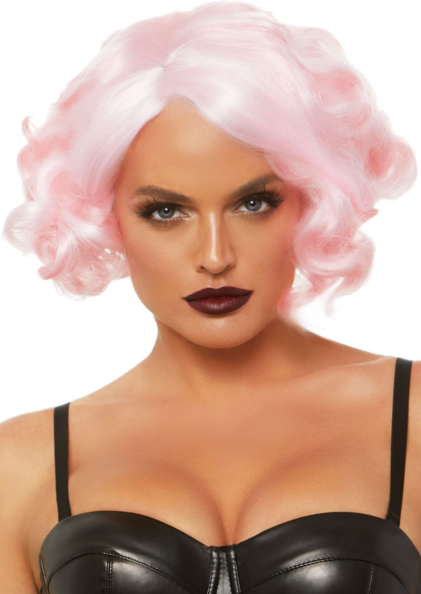 Krullende bob pruik roze