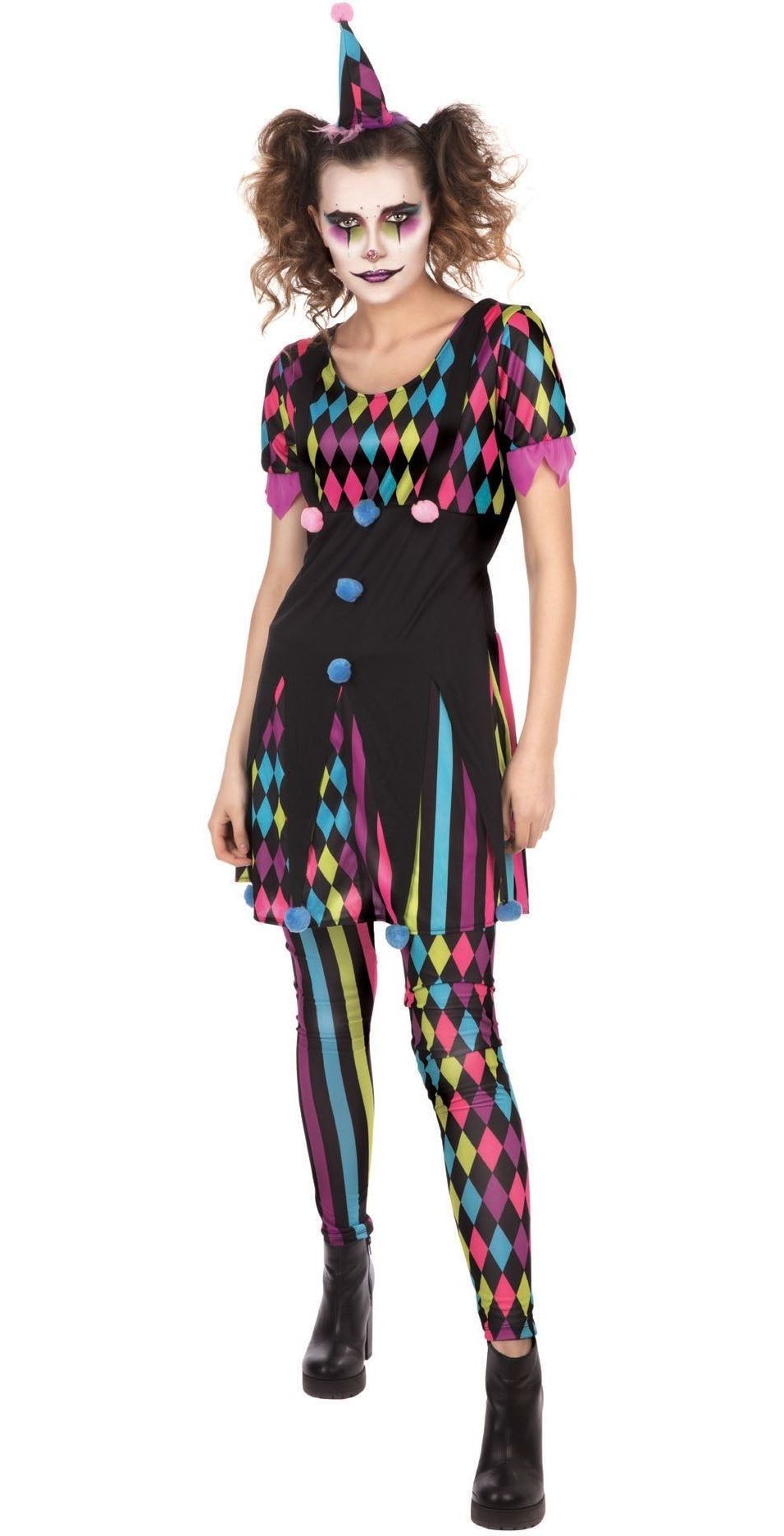 Kwade Harlekijn Multikleruig Jurkje Dames