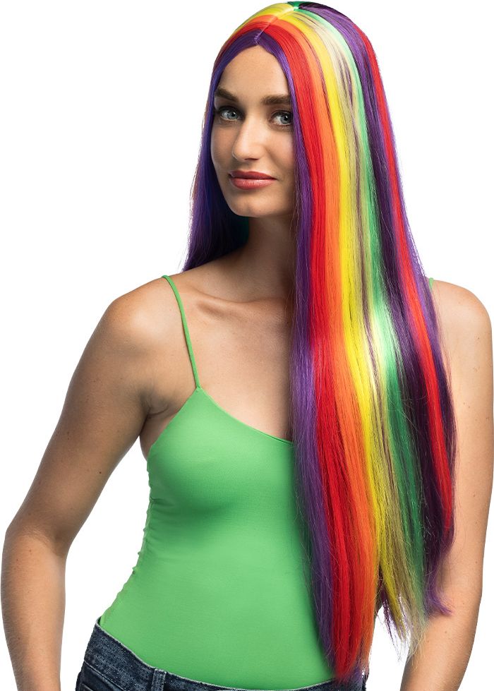 Lang Regenbooghaar Stijle Pruik
