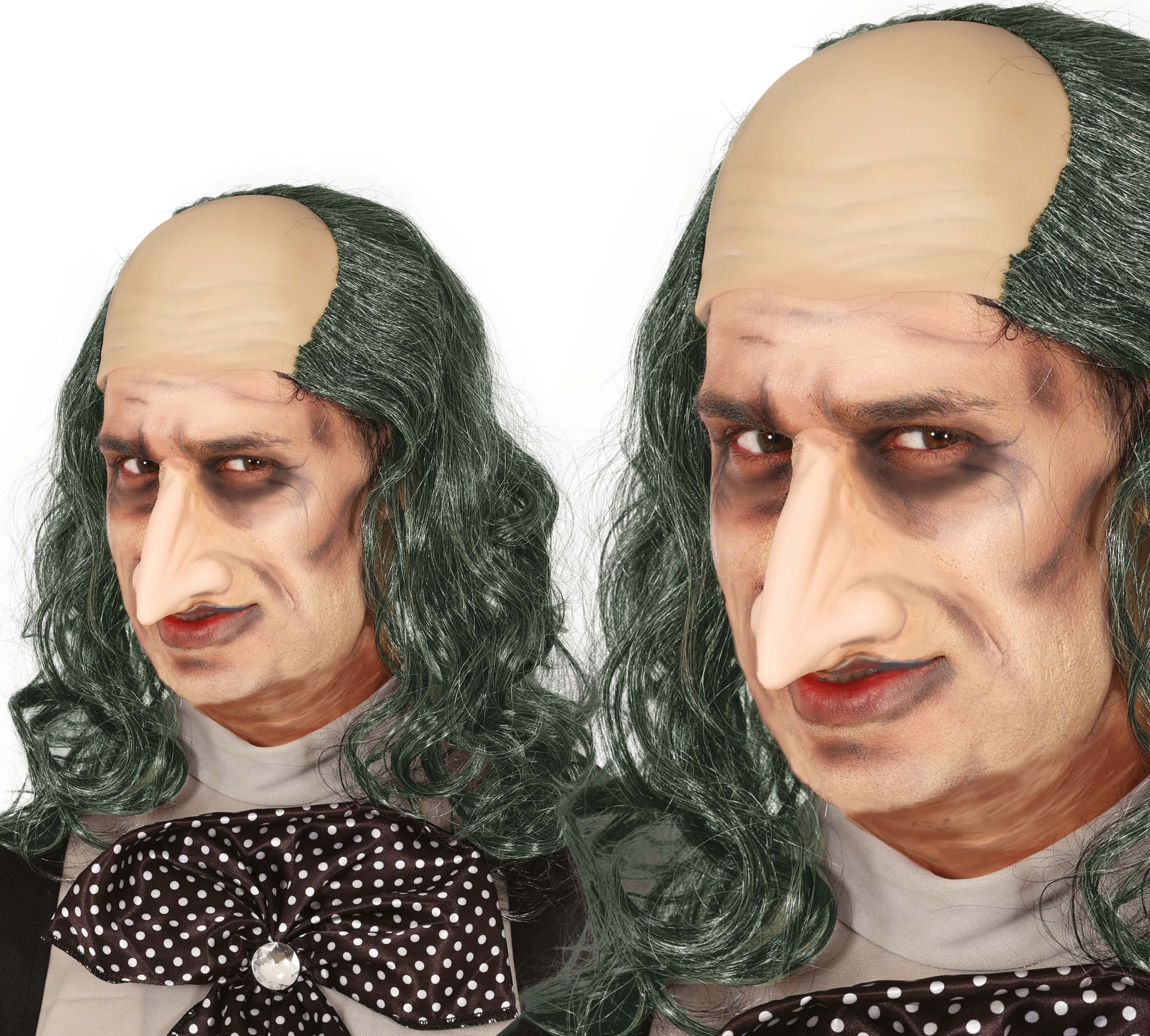 Lange grijze haren met kale plek pruik halloween