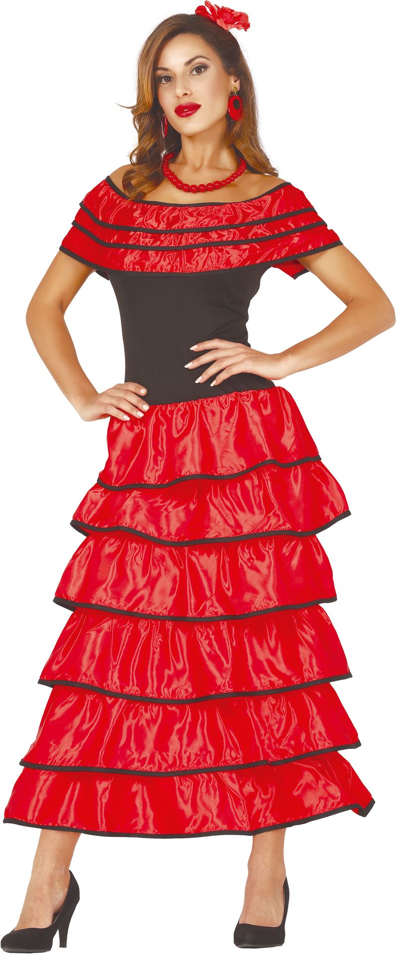 Lange rode flamenco jurk