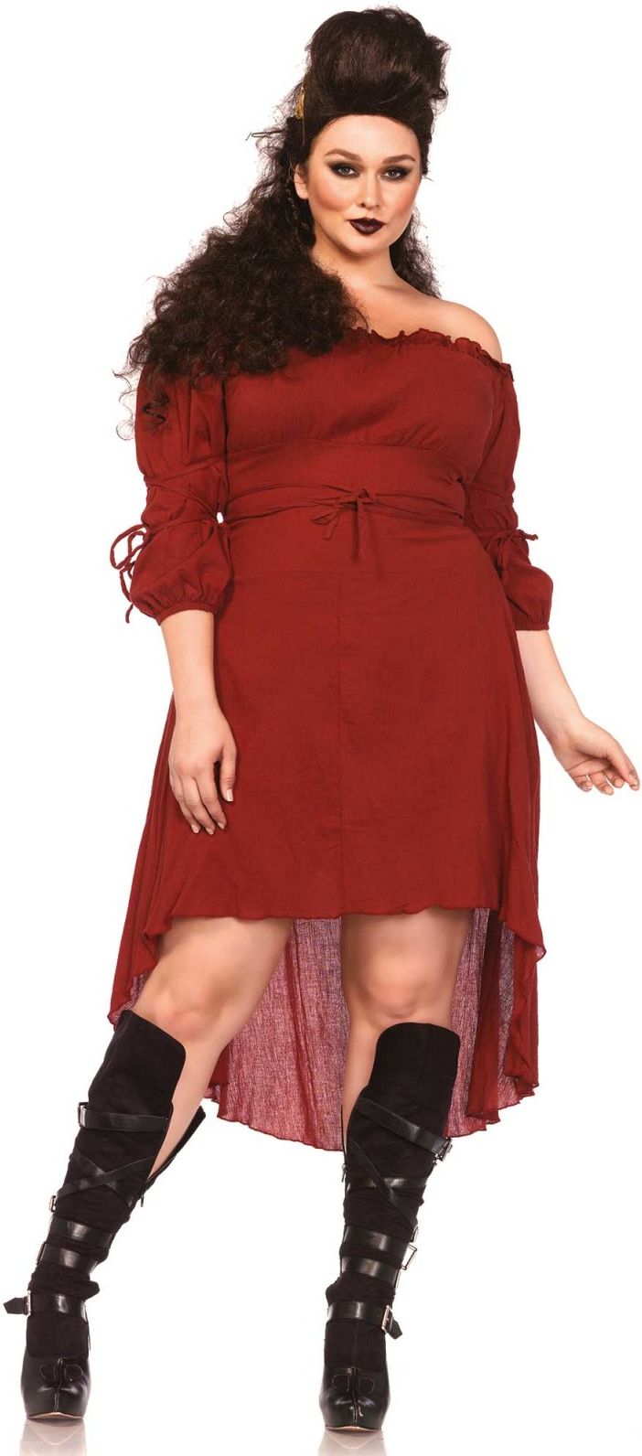 Lange rode heksen jurk plus size