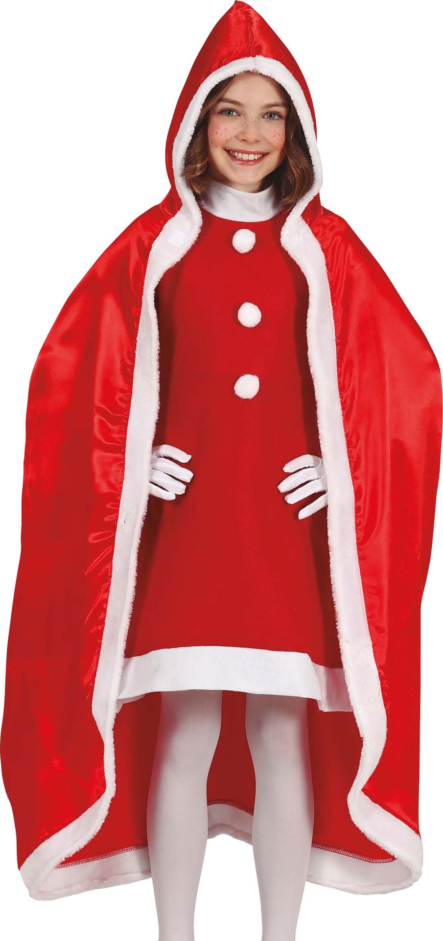 Lange rode kerstvrouw cape kind