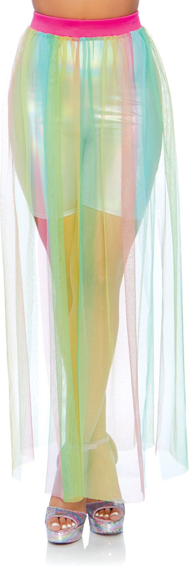 Lange rok met stroken regenboog