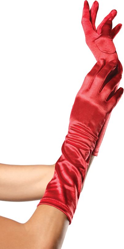 Lange satijnen handschoenen rood