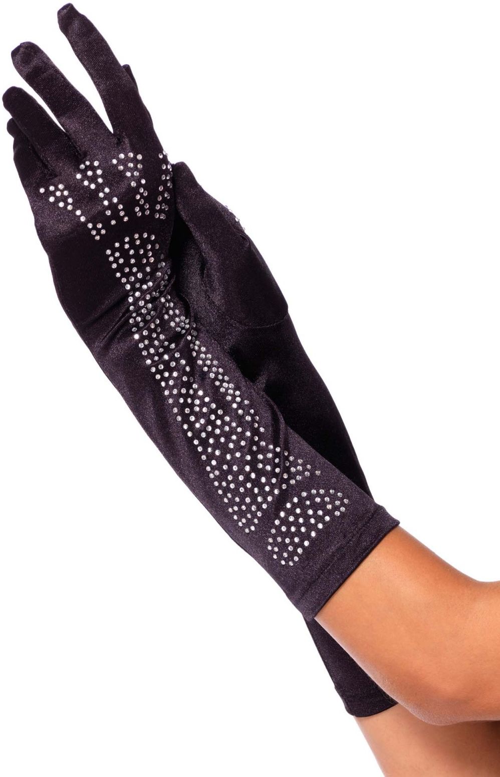 Lange skelet handschoenen met steentjes