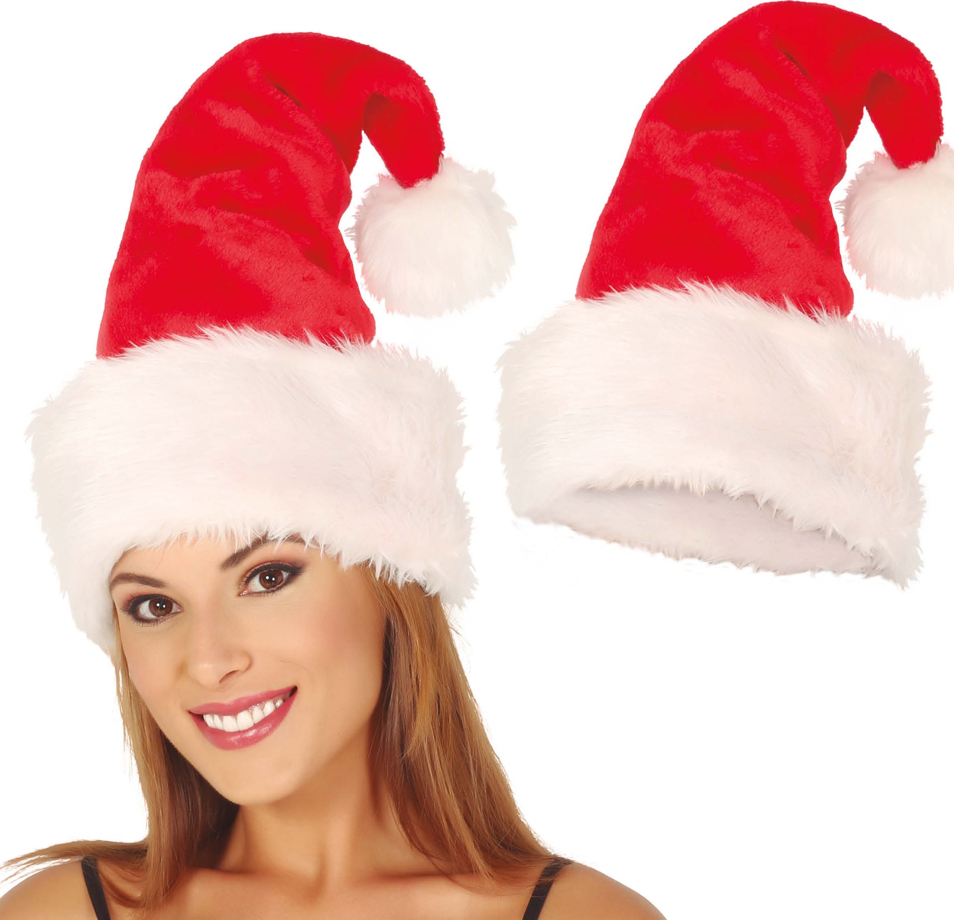 Lange warme kerstman hoed extra pluche