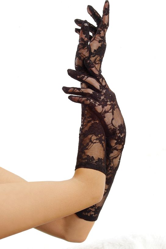 Lange zwarte kanten handschoenen