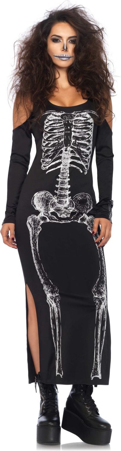 Lange zwarte skelet jurk