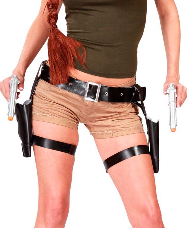 Lara Croft dubbel holster met pistolen