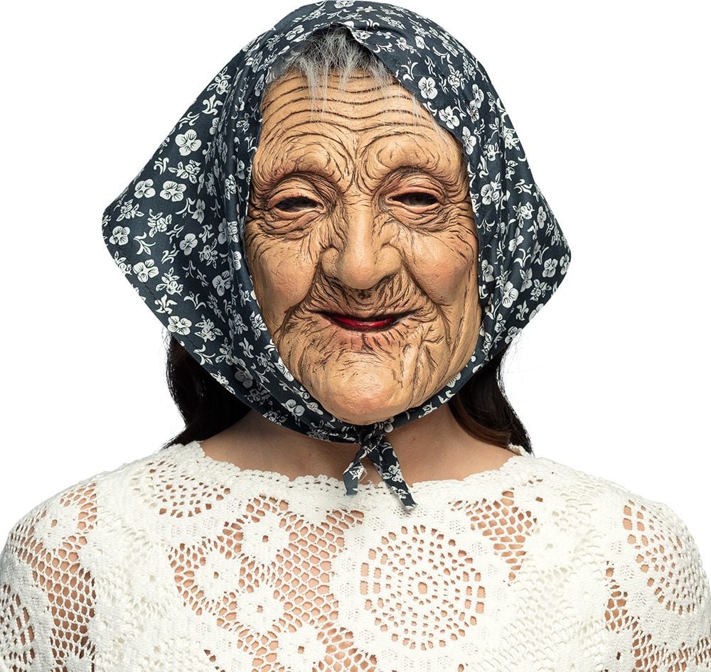 Latex Gezichtsmasker Met Kap Oude Vrouw Sarah