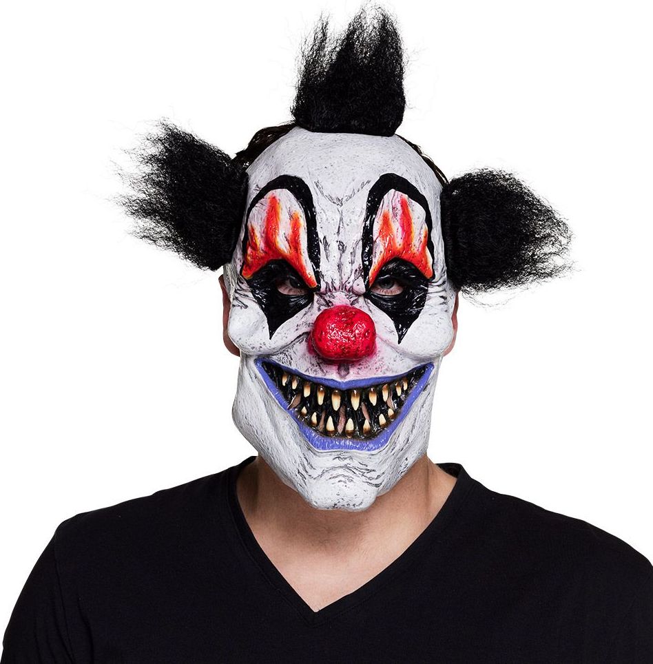 Latex killer clown masker met haar