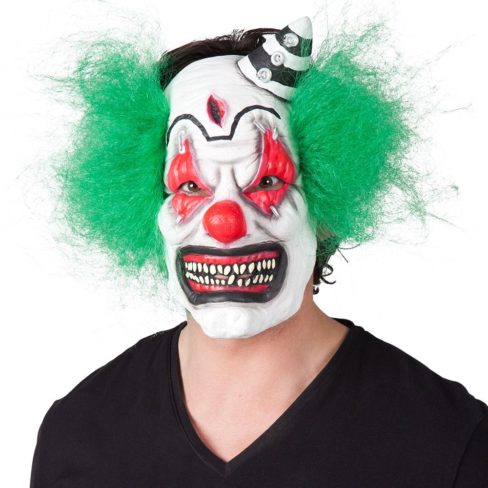 Latex terror clown masker met haar