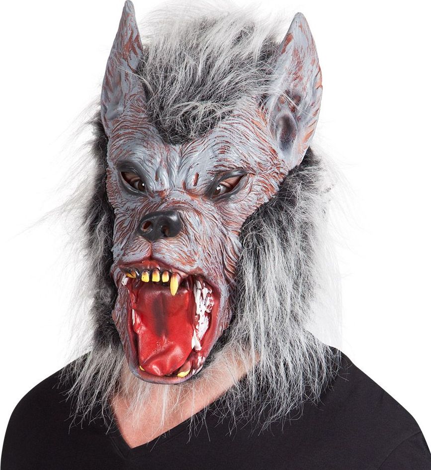Latex weerwolf masker met haar
