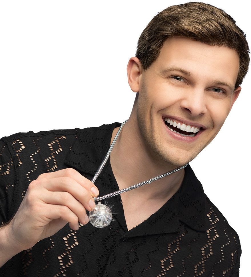 LED Discobal Ketting Zilver