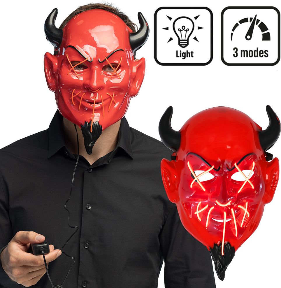 Led Gezichtsmasker Rode Duivel Halloween