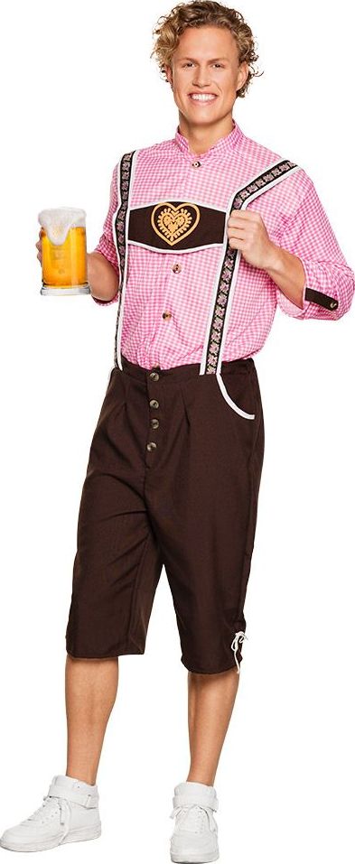 Lederhosen met roze blouse heren