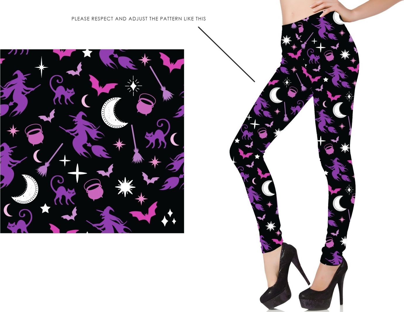 Legging dames halloween paarse heks