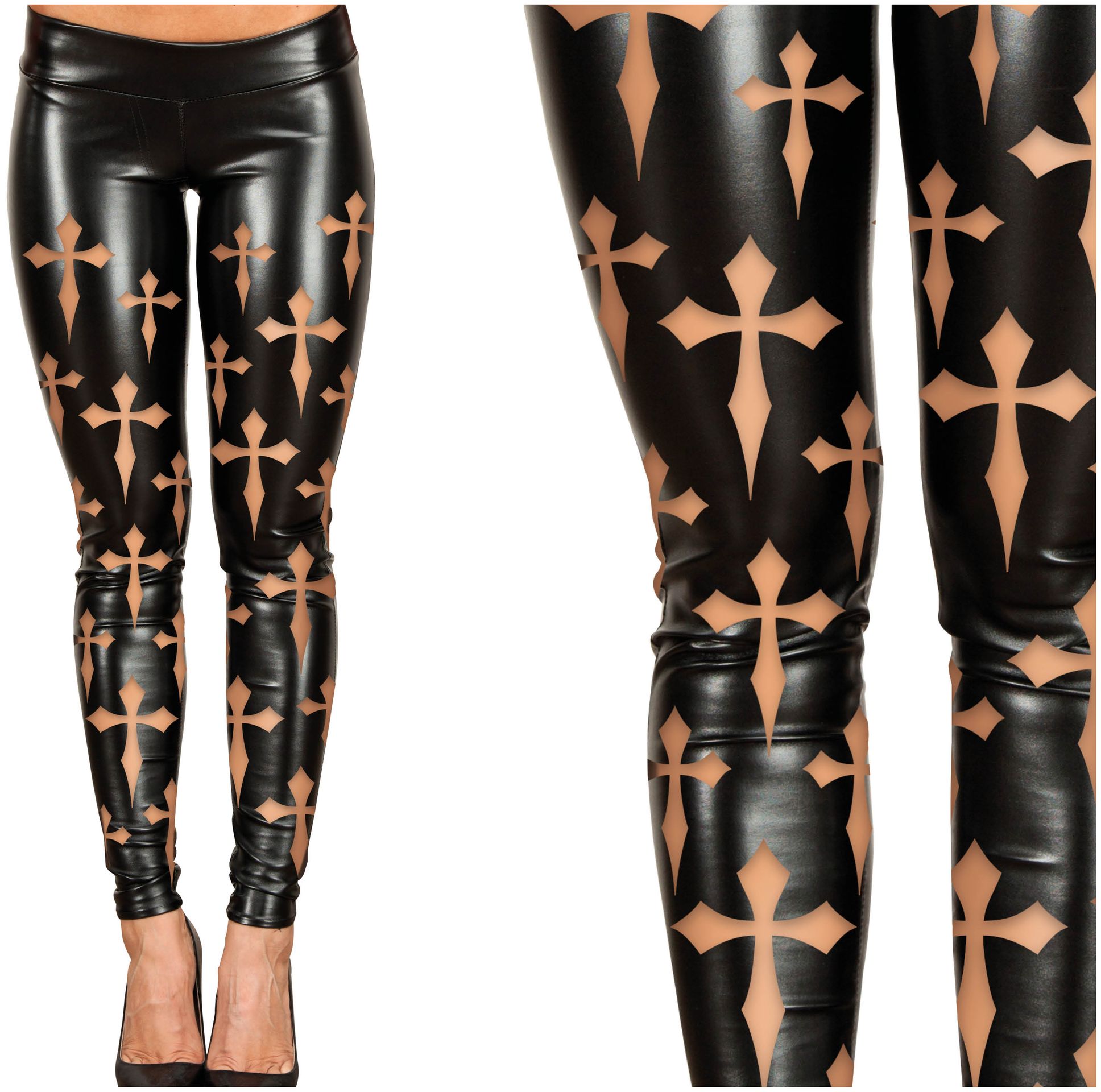 Legging dames zwart halloween kruizen
