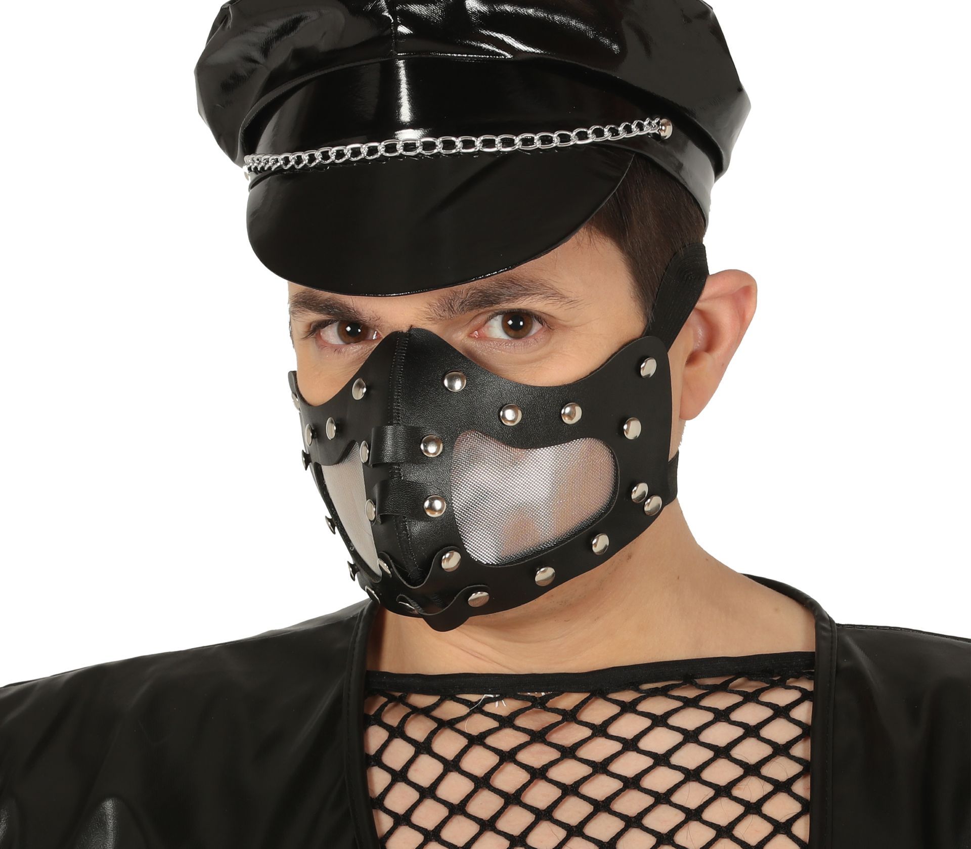 Leren mondmasker met studs