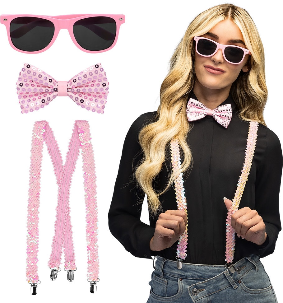 Lichtroze Glitter Party Set Dames