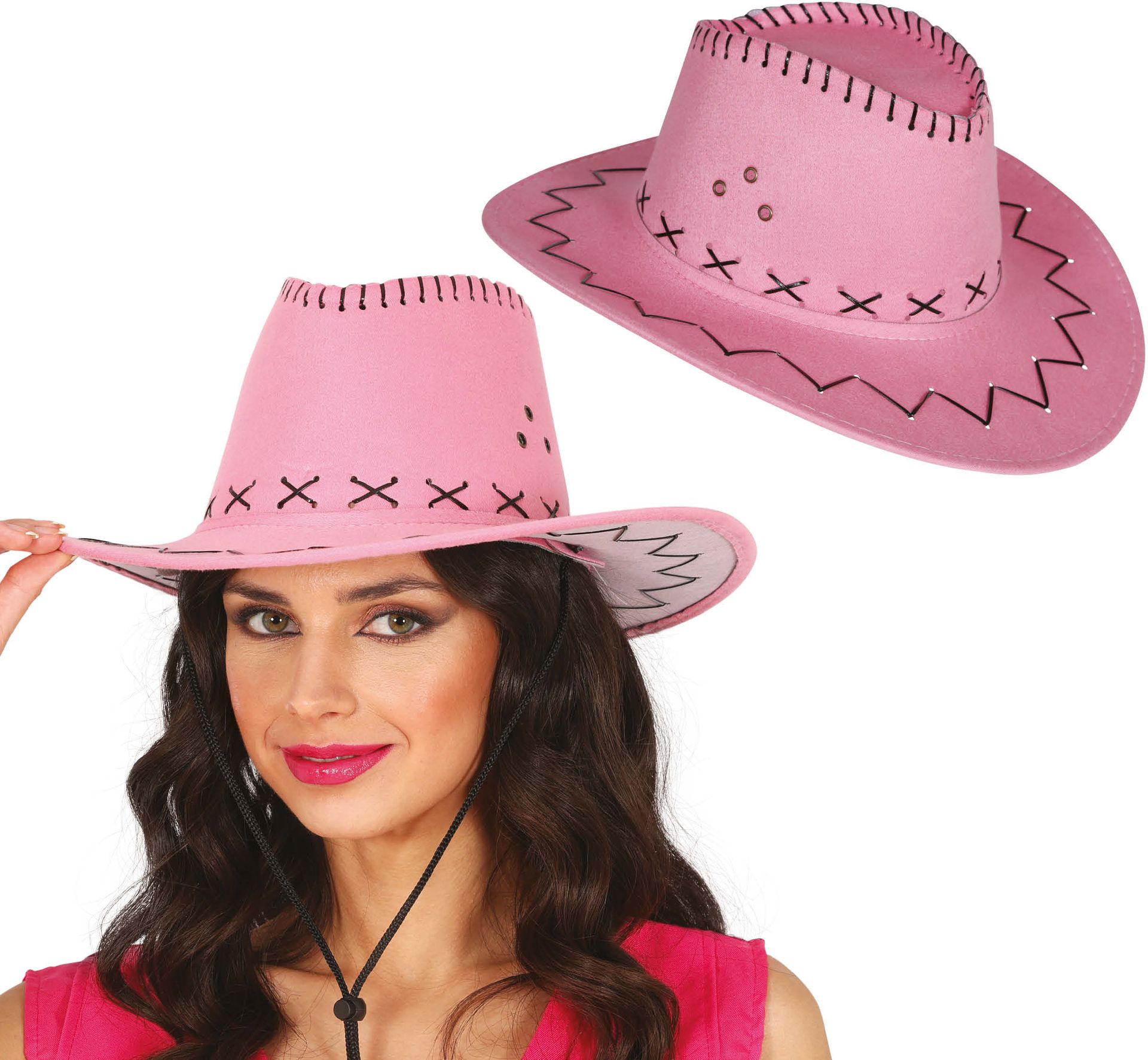 Lichtroze Suède Cowboyhoed Dames