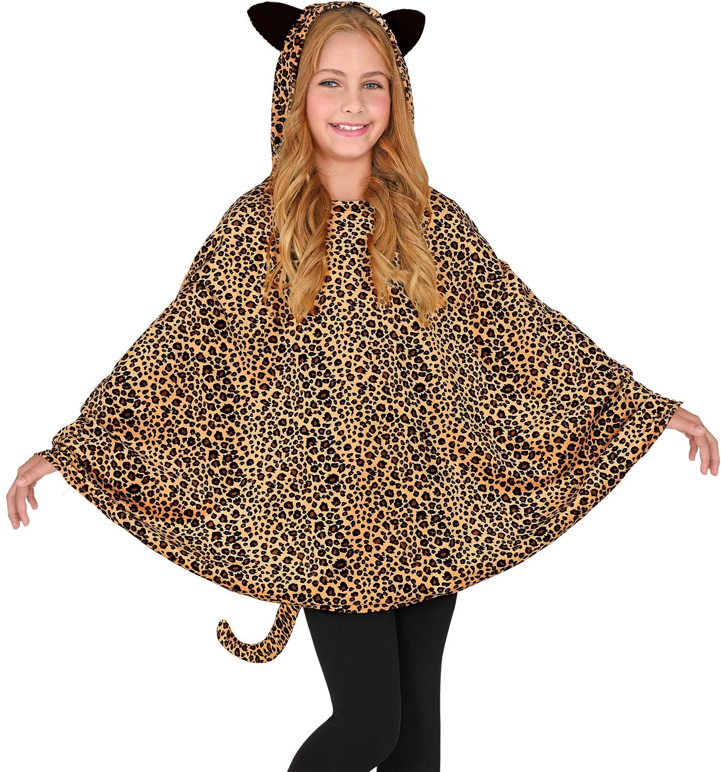 Luipaard poncho met capuchon meisjes