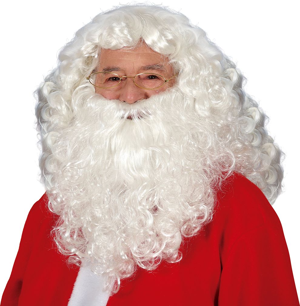 Luxe Kerstman Pruik en Baard Wit