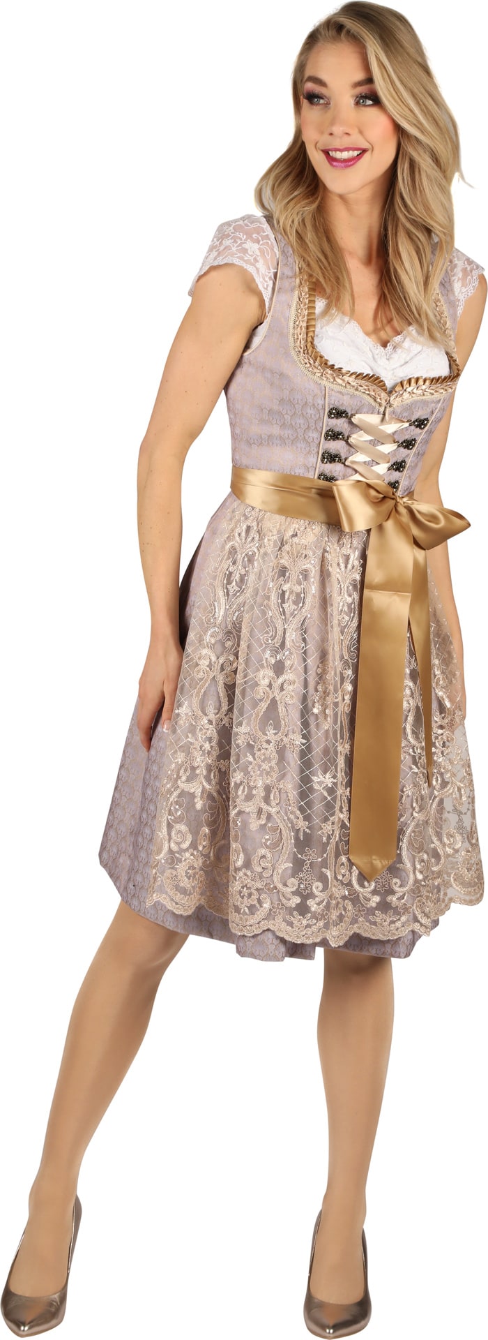 Luxe Lila Gouden Tiroler Dames Jurk Oktoberfest