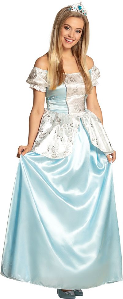 Luxe prinses jurk blauw met kroontje