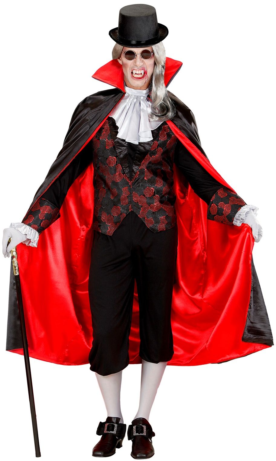 Luxe vampier cape met kraag zwart