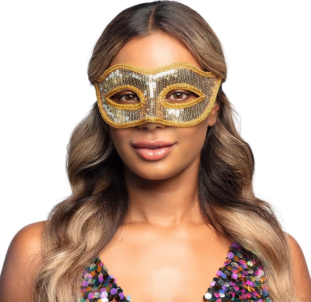 Luxe Venetiaans Oogmasker met Gouden Pailletten
