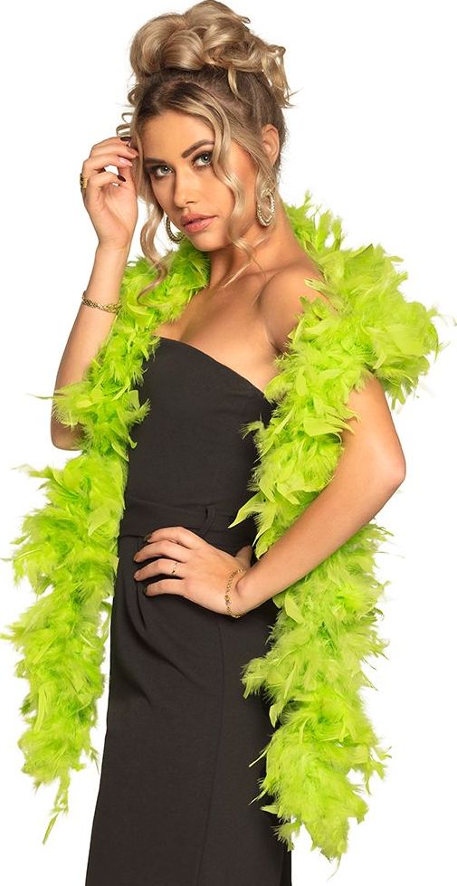 Luxe veren boa lime