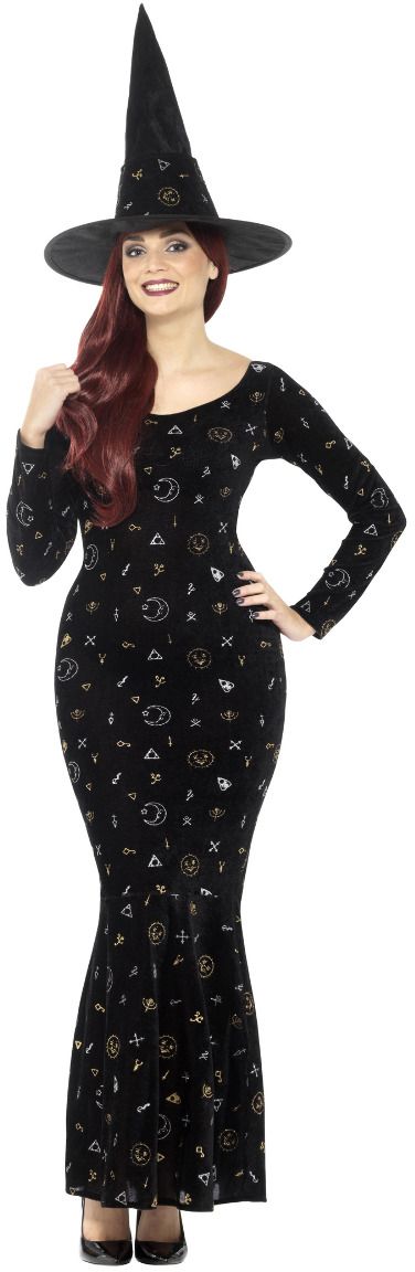Luxe zwarte ouija heks jurk