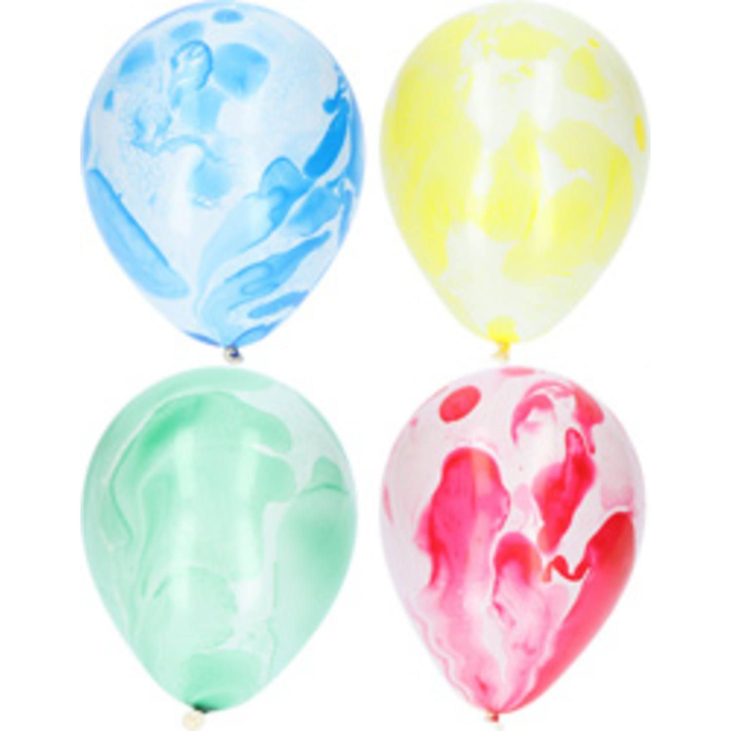 Marmer meerkleurige ballonnen 6 stuks
