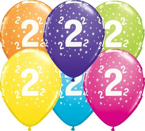 Meerkleurige 2 jaar ballonnen 25 stuks