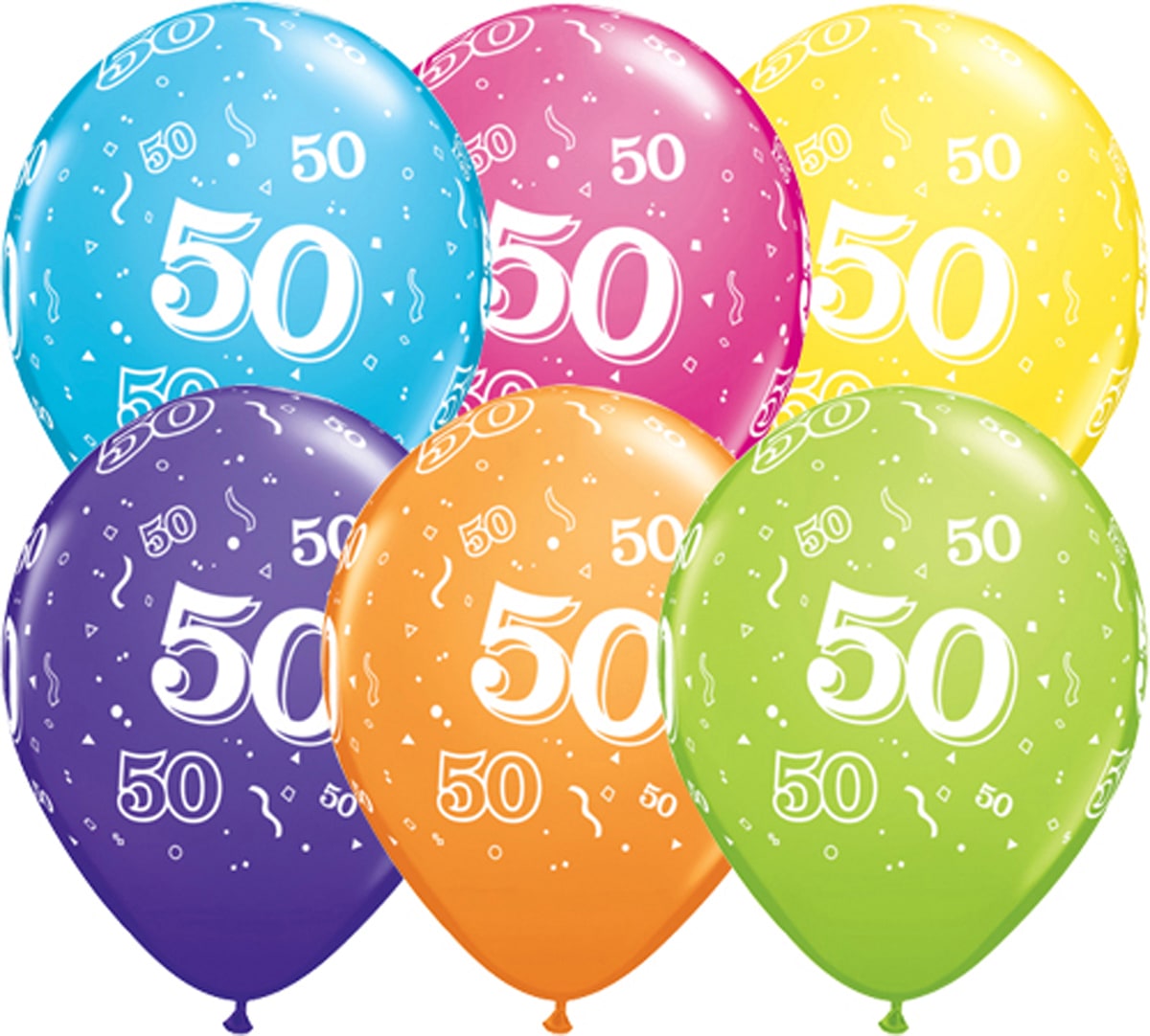 Meerkleurige 50 jaar ballonnen 25 stuks