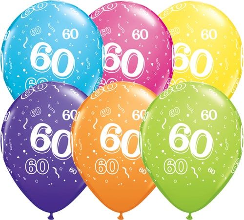 Meerkleurige 60 jaar ballonnen 25 stuks